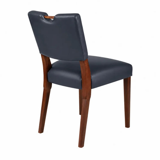 Sedia da pranzo in legno e pelle PU Blu 82 cm