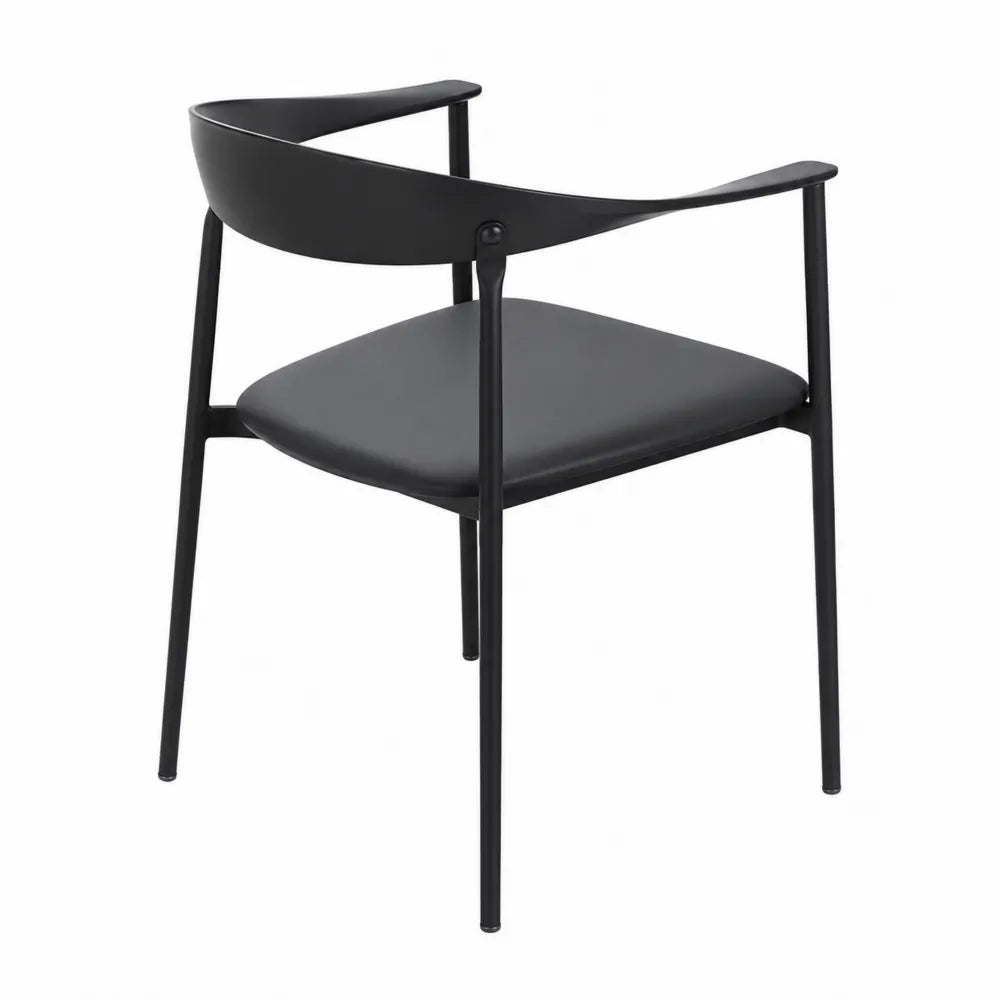 Sedia in Metallo Nero con Seduta in Similpelle
