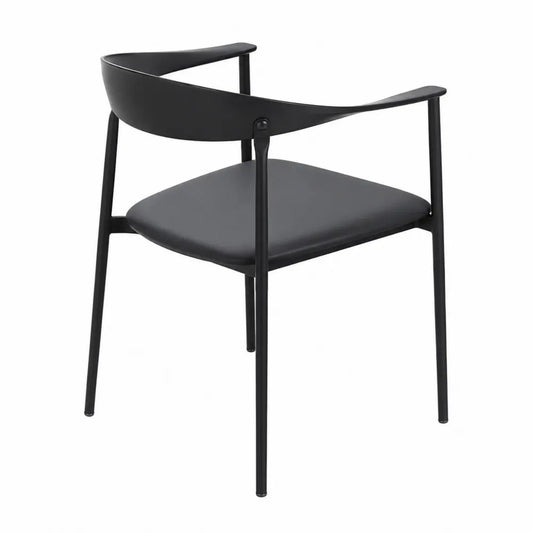 Sedia in Metallo Nero con Seduta in Similpelle